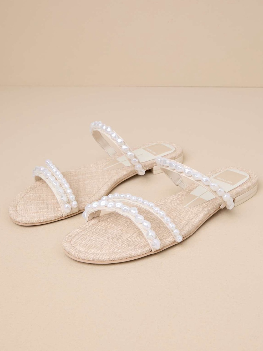 {Dolce Vita} Tinker Pearl Vanilla Strappy Slide Sandals - Picture 14 of 15